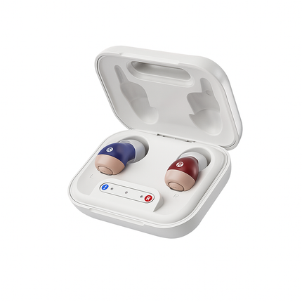 AgeRange EchoFit Mini – Rechargeable In-Ear Hearing Amplifiers (Pair, Red & Blue)
