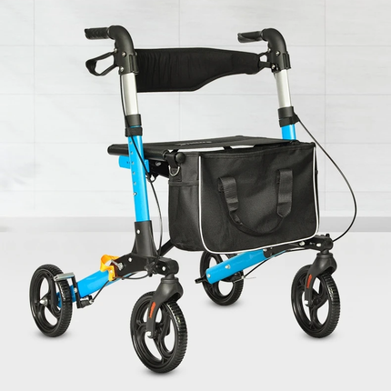 AgeRange WillowPro Rollator – Folding Aluminium Walking Aid with Seat & Shopping Bag