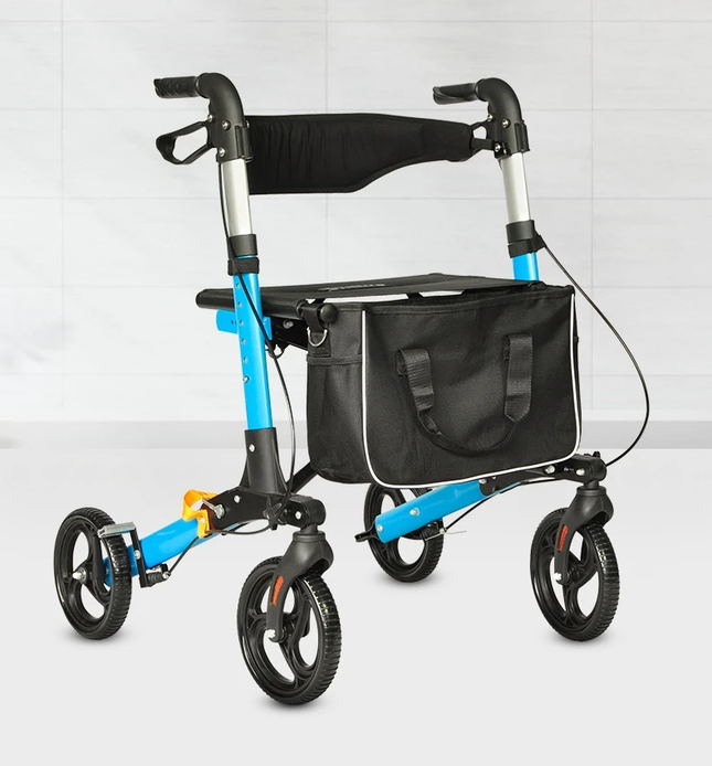 AgeRange WillowPro Rollator – Folding Aluminium Walking Aid with Seat & Shopping Bag
