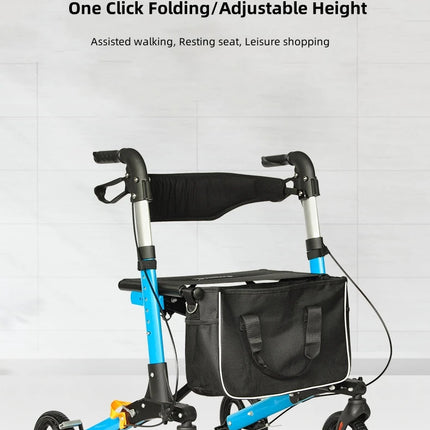 AgeRange WillowPro Rollator – Folding Aluminium Walking Aid with Seat & Shopping Bag