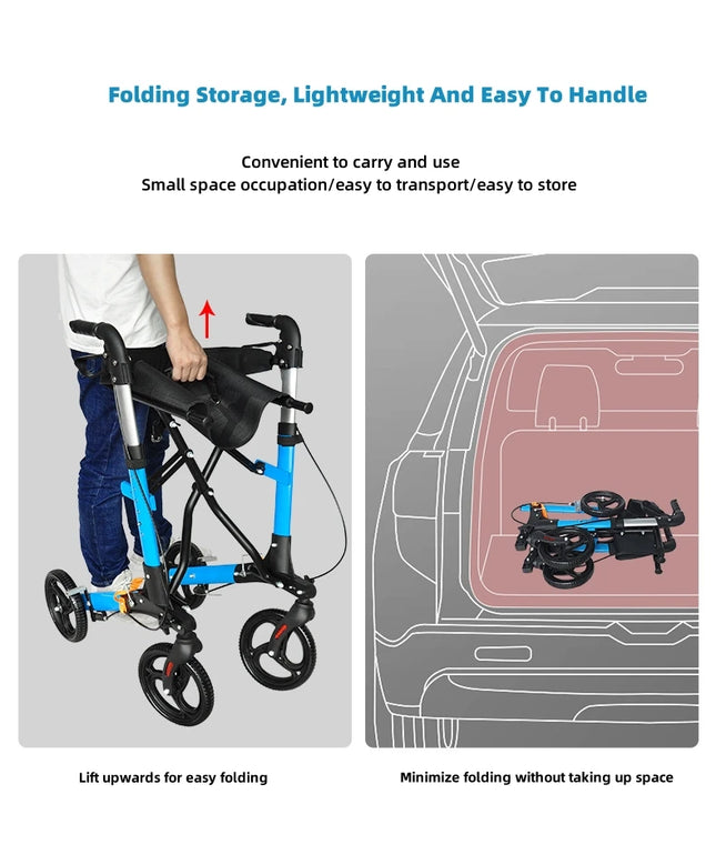 AgeRange WillowPro Rollator – Folding Aluminium Walking Aid with Seat & Shopping Bag