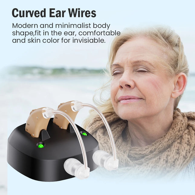 AgeRange Clarity+ Rechargeable Hearing Aids – Behind-the-Ear Amplifier for Mild to Moderate Hearing Loss