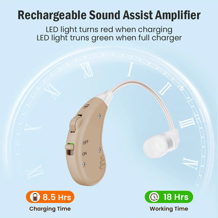 AgeRange Clarity+ Rechargeable Hearing Aids – Behind-the-Ear Amplifier for Mild to Moderate Hearing Loss