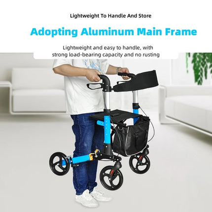 AgeRange WillowPro Rollator – Folding Aluminium Walking Aid with Seat & Shopping Bag