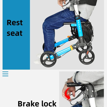 AgeRange WillowPro Rollator – Folding Aluminium Walking Aid with Seat & Shopping Bag