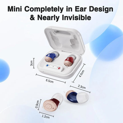 AgeRange EchoFit Mini – Rechargeable In-Ear Hearing Amplifiers (Pair, Red & Blue)